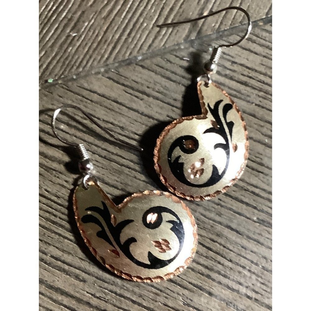 Damascene-Style Metal Earrings